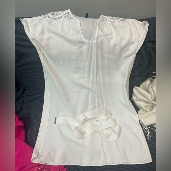 Escada Tops - Escada white linen blend large classic tunic with belt excellent condition